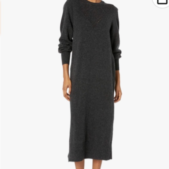 Lucky Brand Womens Pointelle Midi Dress In Charcoal sz small EUC